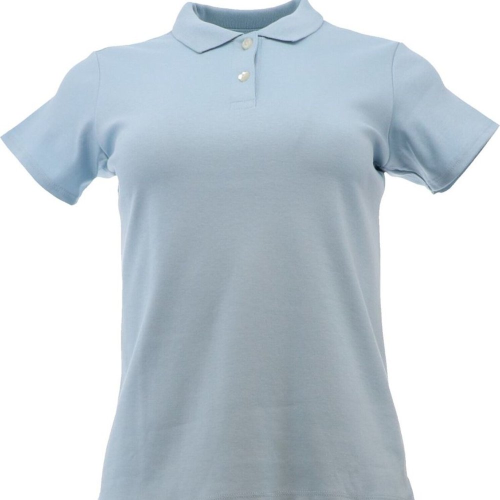 NWT LANDS' END UNIFORM GIRL'S SHORT SLEEVE INTERLOCK POLO SHIRT CHAMBRAY S (7-8)